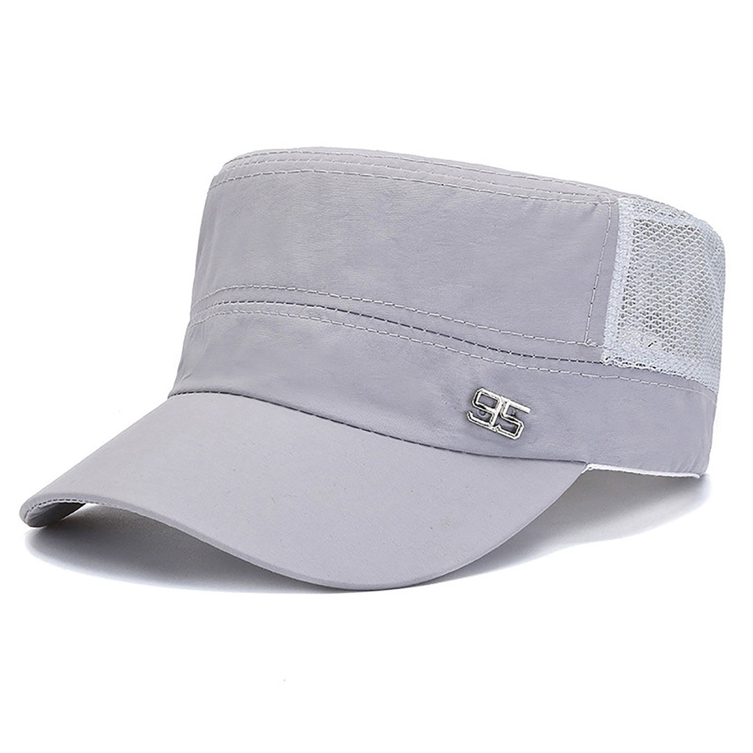 Sport Cap Mesh Hole Block Sun Solid Color Flat Top Peaked Cap for Daily Life Image 12