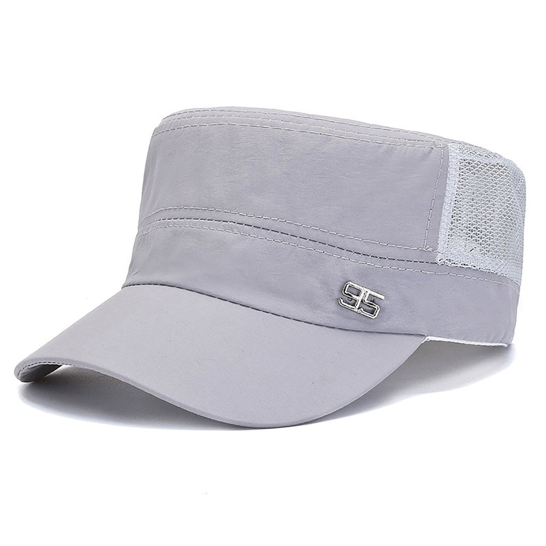 Sport Cap Mesh Hole Block Sun Solid Color Flat Top Peaked Cap for Daily Life Image 1