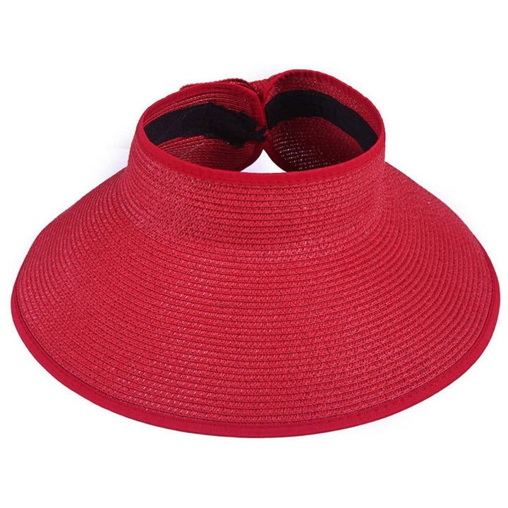 Summer Women Hat Pure Color Classic Bowknot Decor Straw Hat for Vacation Image 1