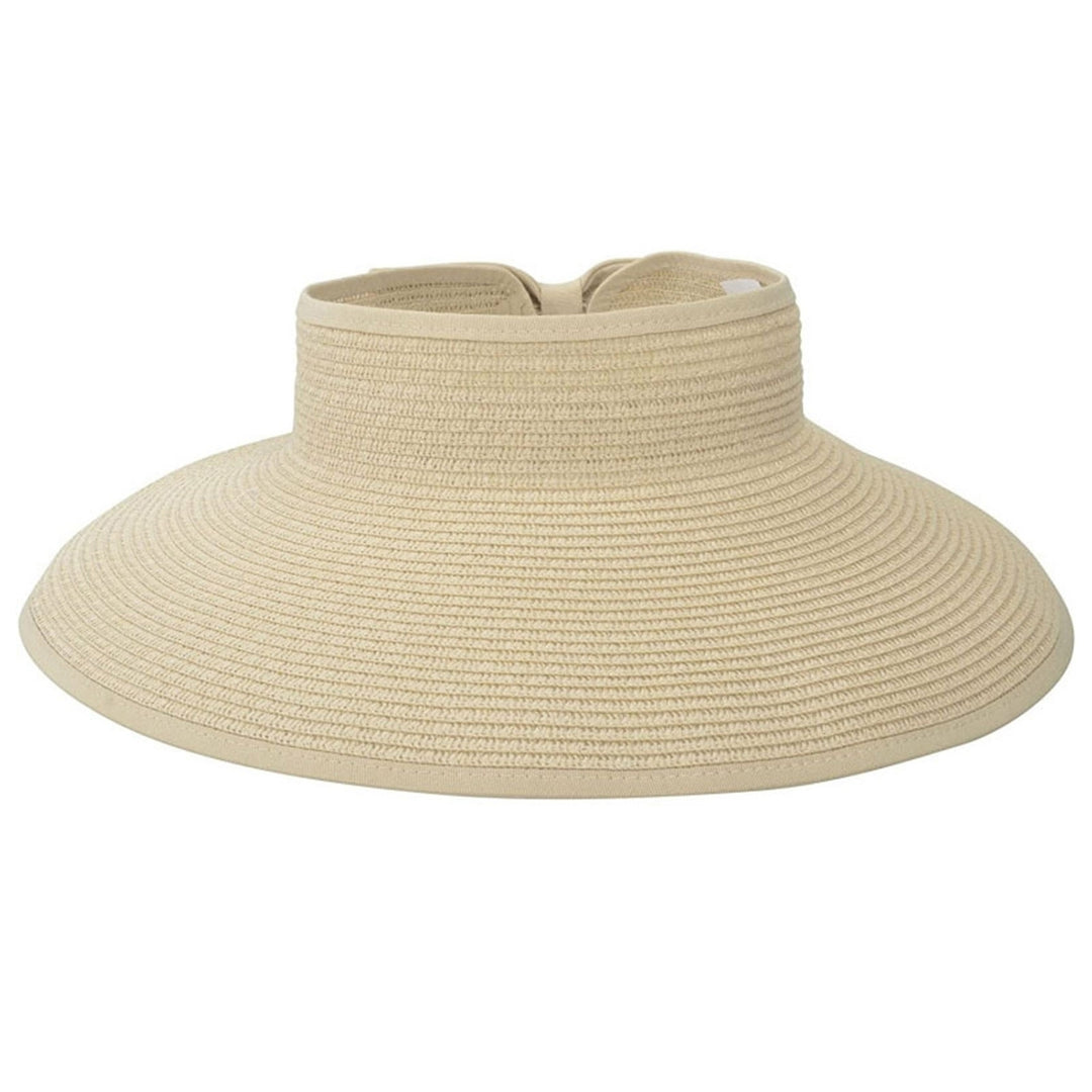 Summer Women Hat Pure Color Classic Bowknot Decor Straw Hat for Vacation Image 6