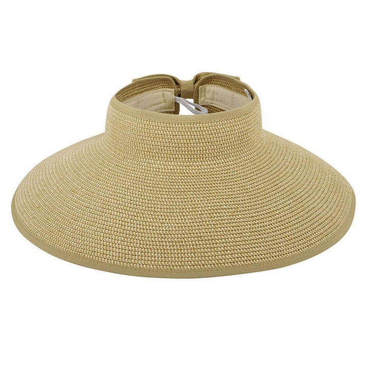 Summer Women Hat Pure Color Classic Bowknot Decor Straw Hat for Vacation Image 1
