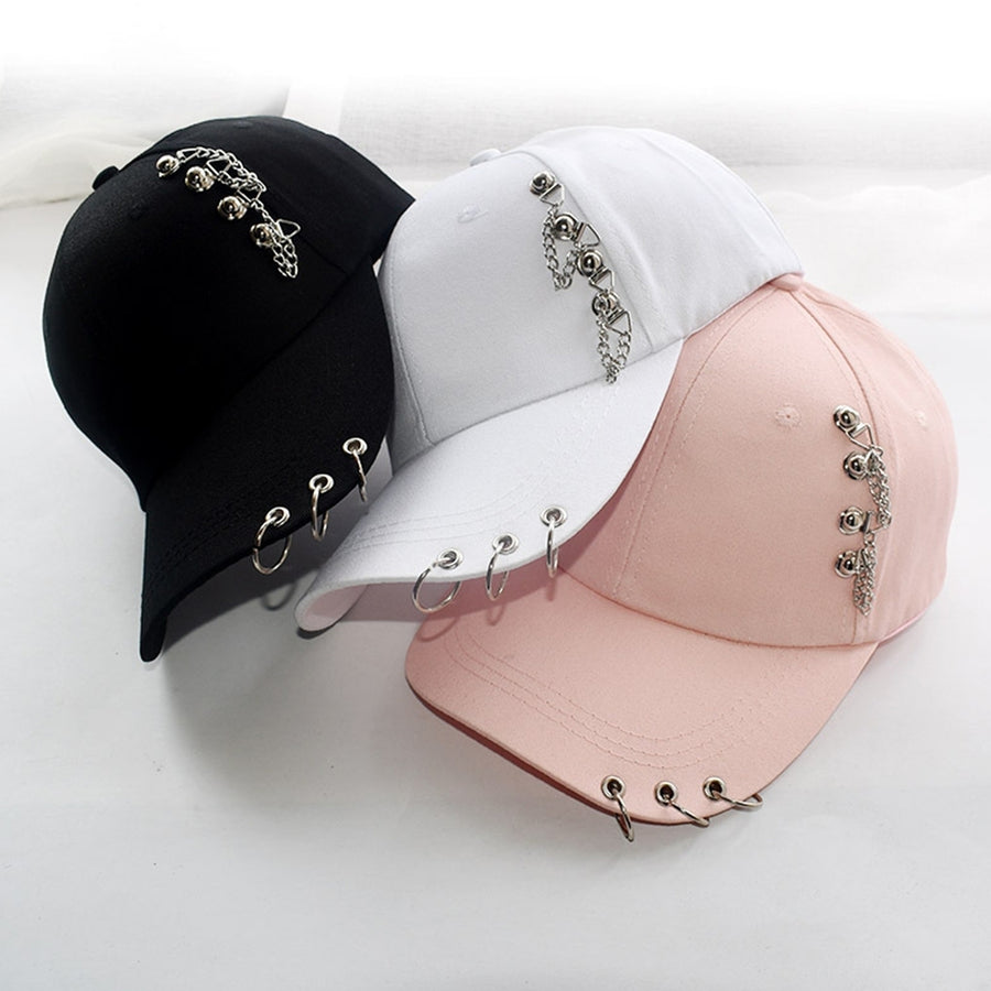 Baseball Cap Sun Protection Comfortable Adjustable Metal Hoop Decor Unisex Hat Headwear Image 1