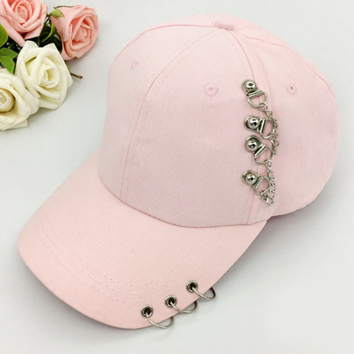 Baseball Cap Sun Protection Comfortable Adjustable Metal Hoop Decor Unisex Hat Headwear Image 12