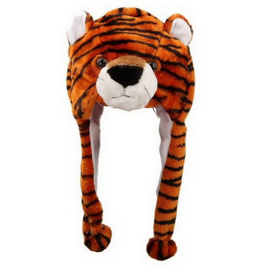 Plush Hat with Earflaps Soft Washable Movable Ears Animal Cap Costume Supplies Image 1