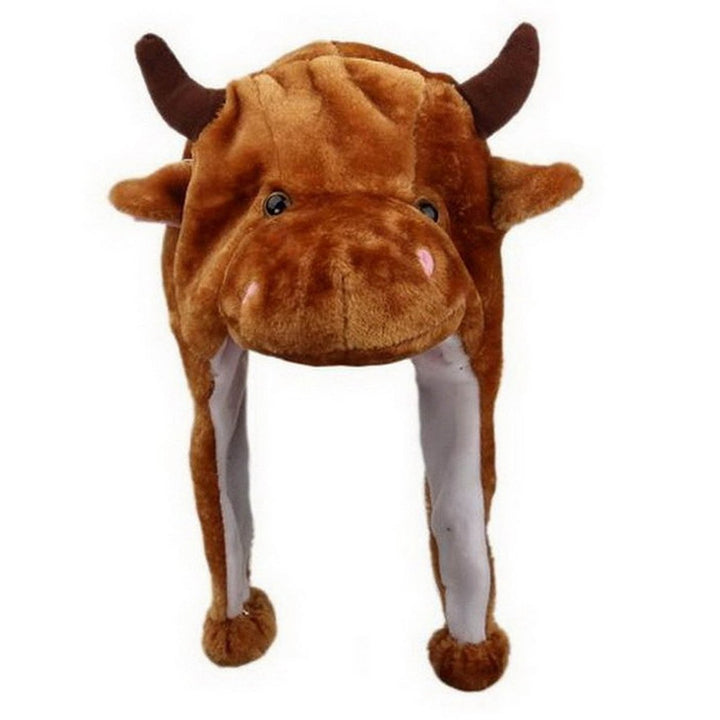 Plush Hat with Earflaps Soft Washable Movable Ears Animal Cap Costume Supplies Image 7