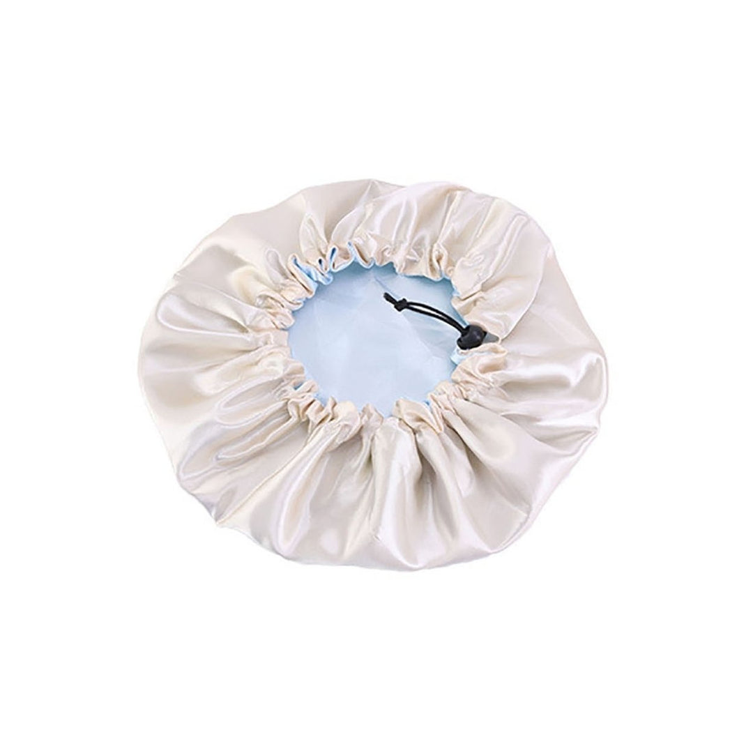 Double Layer Adjustable Curly Trim Sleep Cap Reversible Satin Bonnet Hair Cap Hair Treatment Image 1