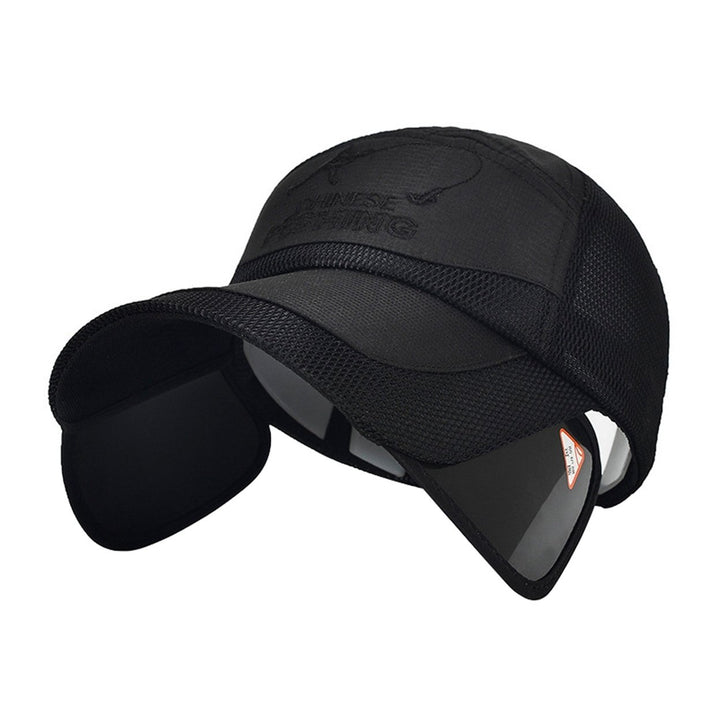 Sun Hat Exquisite Pattern Retractable Brim Polyester Outdoor UV Protection Cap Unisex Mesh Hat for Camping Image 1