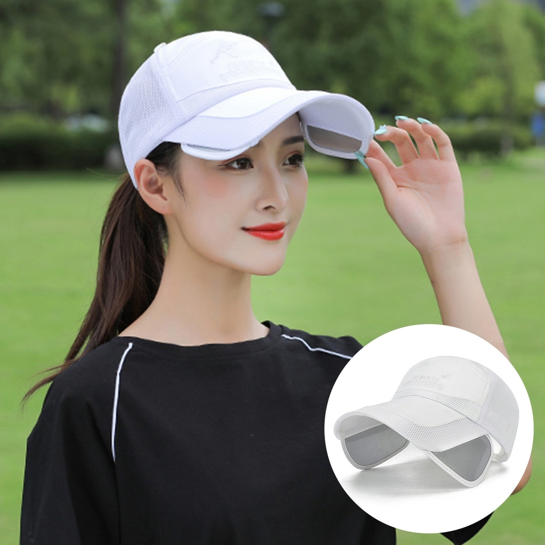 Sun Hat Exquisite Pattern Retractable Brim Polyester Outdoor UV Protection Cap Unisex Mesh Hat for Camping Image 9