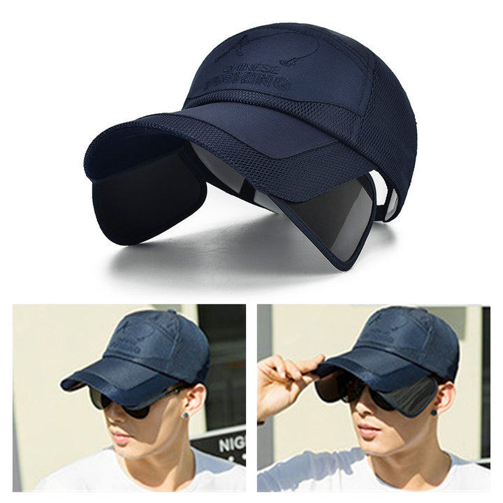 Sun Hat Exquisite Pattern Retractable Brim Polyester Outdoor UV Protection Cap Unisex Mesh Hat for Camping Image 12