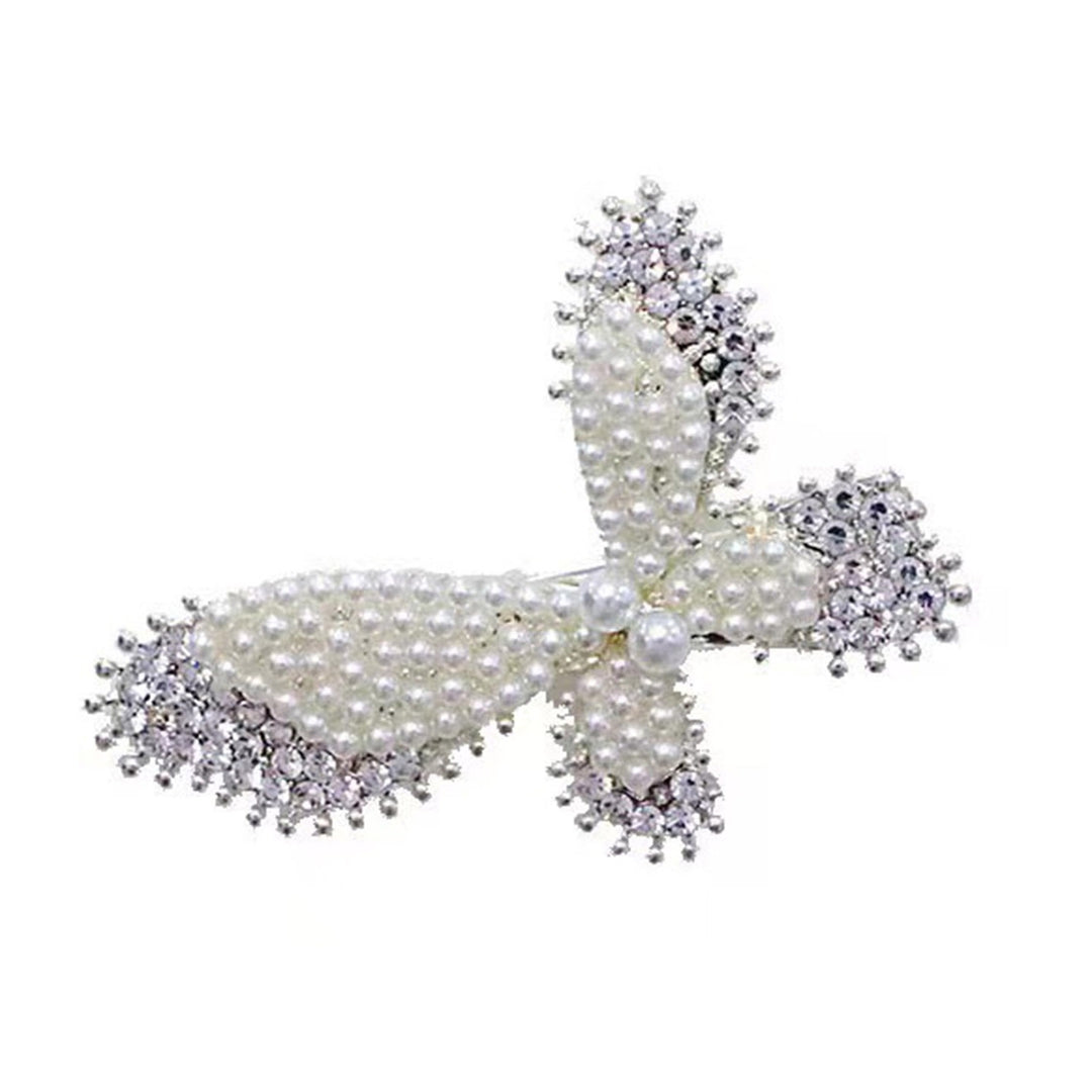 Hairpin Butterfly Shape Faux Pearls Jewelry Sparkling Bowknot Hair Clip Hair Accessories Image 4