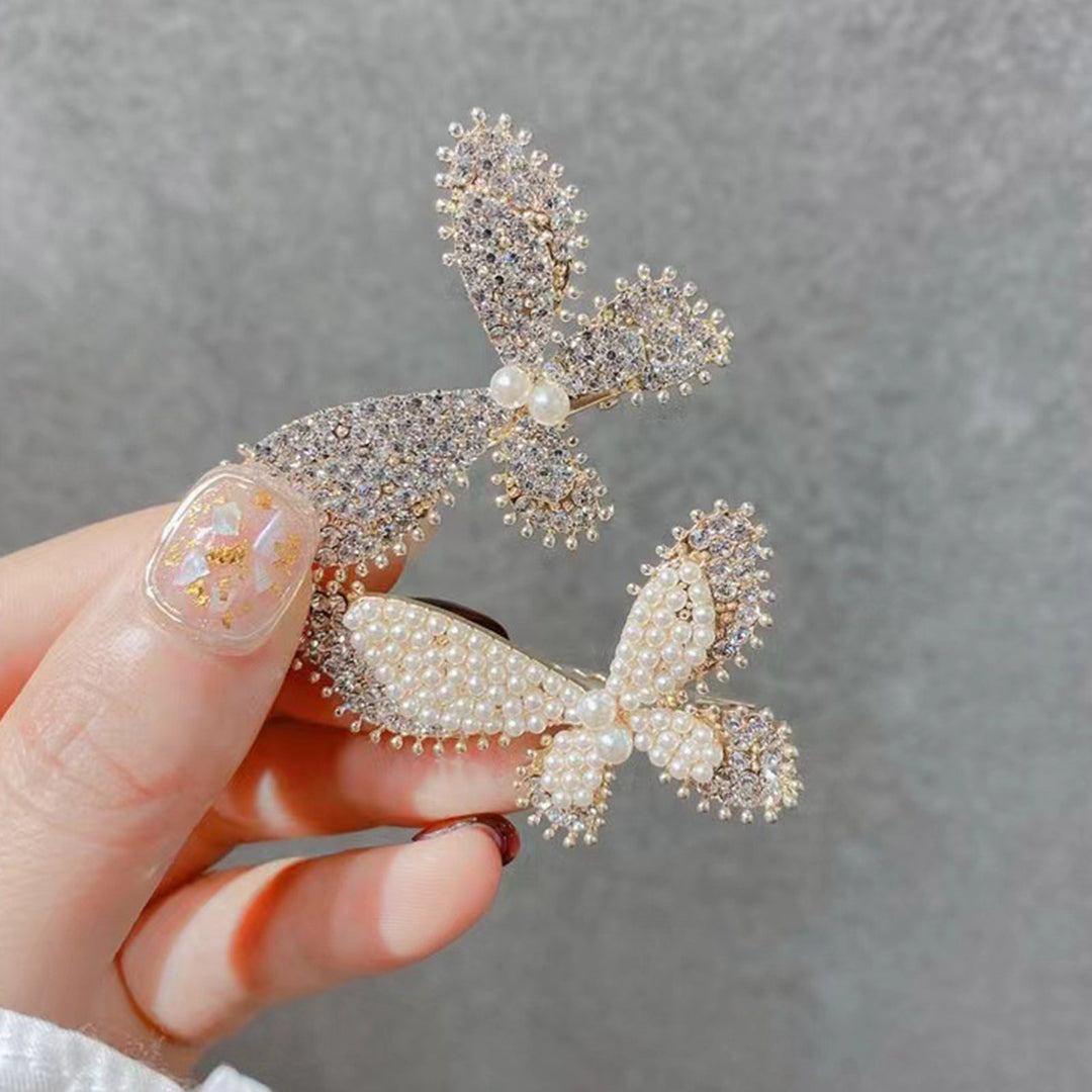 Hairpin Butterfly Shape Faux Pearls Jewelry Sparkling Bowknot Hair Clip Hair Accessories Image 7