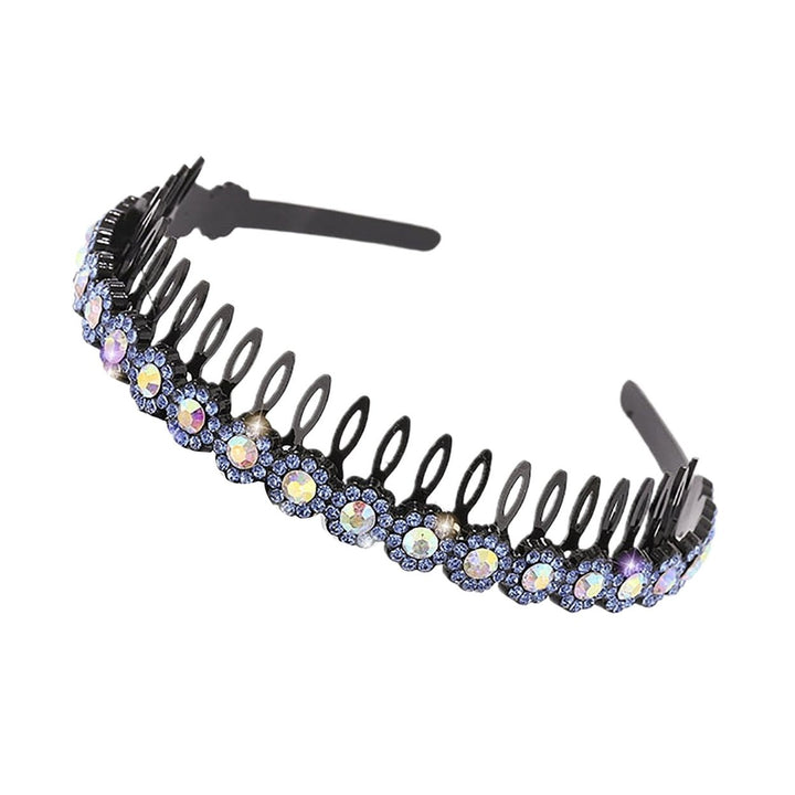 Teeth Comb Non-Slip Stable Hair Hoop Shining Rhinestones Flower Decor Girls Headband Hair Accessories Image 3