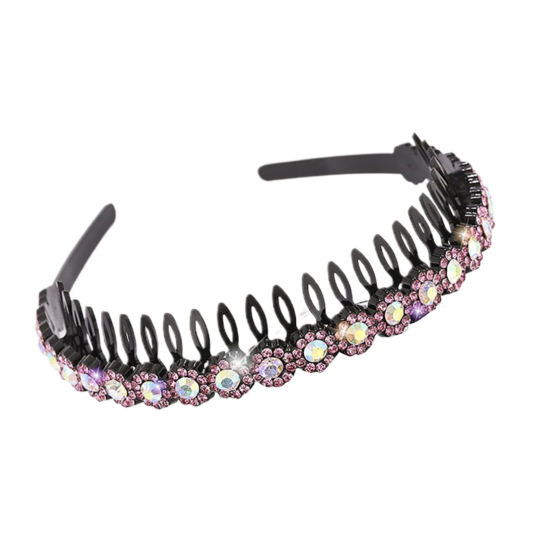 Teeth Comb Non-Slip Stable Hair Hoop Shining Rhinestones Flower Decor Girls Headband Hair Accessories Image 4