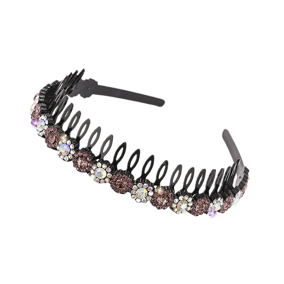 Teeth Comb Non-Slip Stable Hair Hoop Shining Rhinestones Flower Decor Girls Headband Hair Accessories Image 6