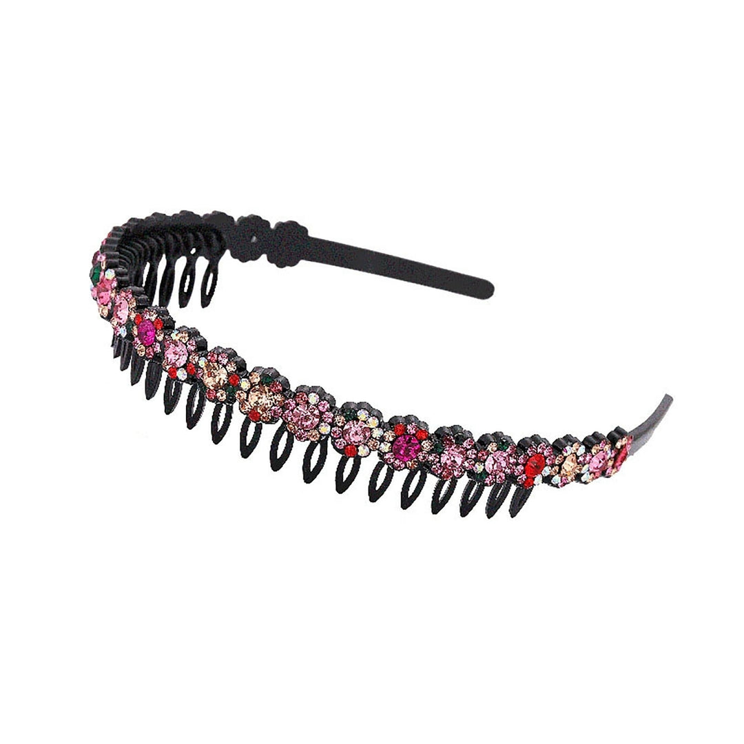 Teeth Comb Non-Slip Stable Hair Hoop Shining Rhinestones Flower Decor Girls Headband Hair Accessories Image 7