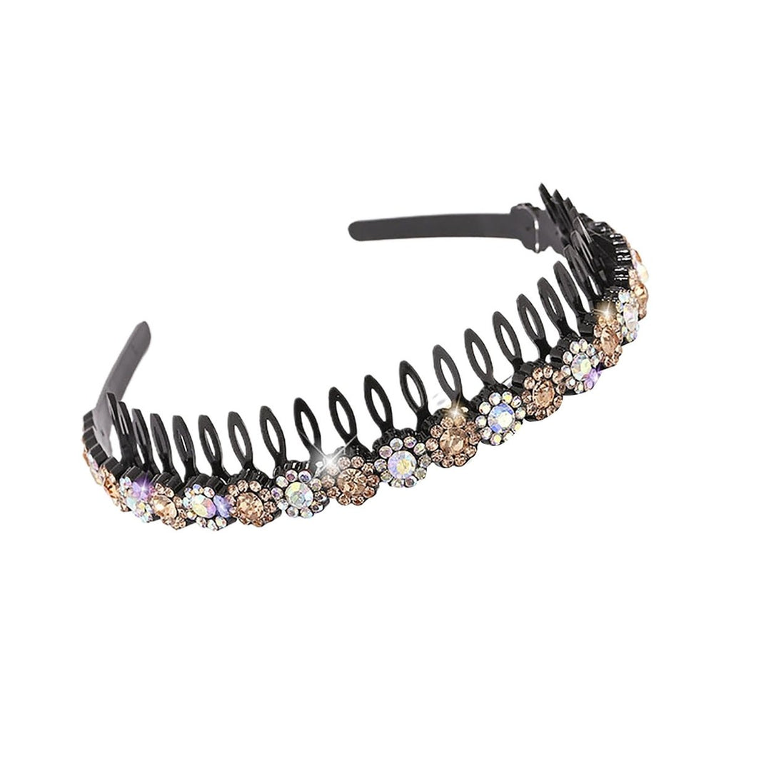 Teeth Comb Non-Slip Stable Hair Hoop Shining Rhinestones Flower Decor Girls Headband Hair Accessories Image 9