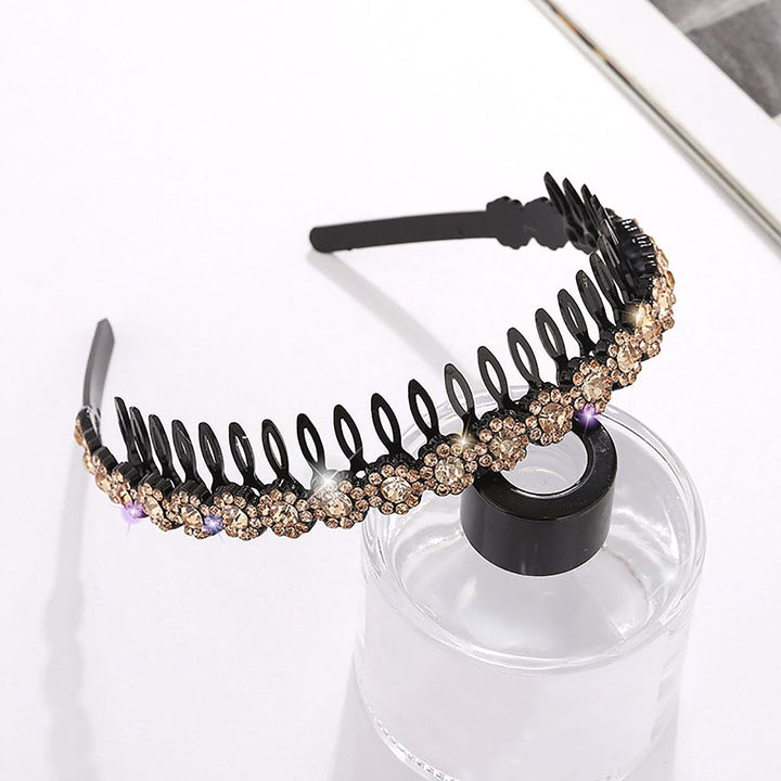 Teeth Comb Non-Slip Stable Hair Hoop Shining Rhinestones Flower Decor Girls Headband Hair Accessories Image 11