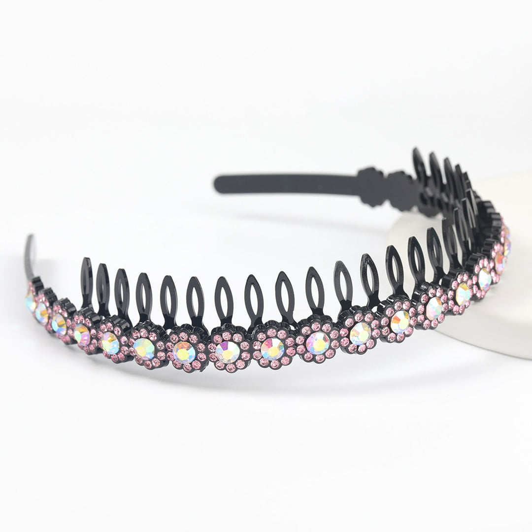 Teeth Comb Non-Slip Stable Hair Hoop Shining Rhinestones Flower Decor Girls Headband Hair Accessories Image 12