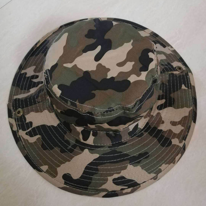 Men Sun Hat Camouflage Adjustable Accessory Sweat Absorbing Round Edge Bucket Cap for Hiking Image 3