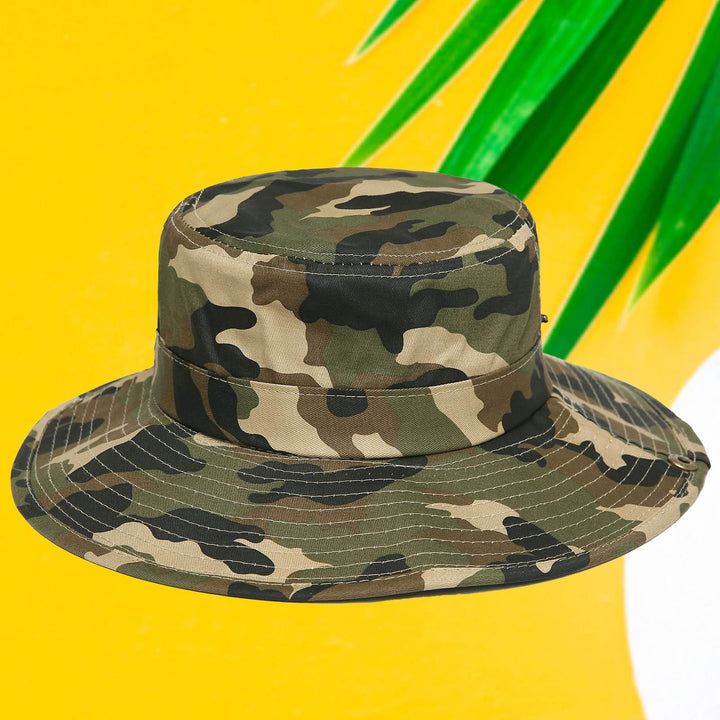 Men Sun Hat Camouflage Adjustable Accessory Sweat Absorbing Round Edge Bucket Cap for Hiking Image 4