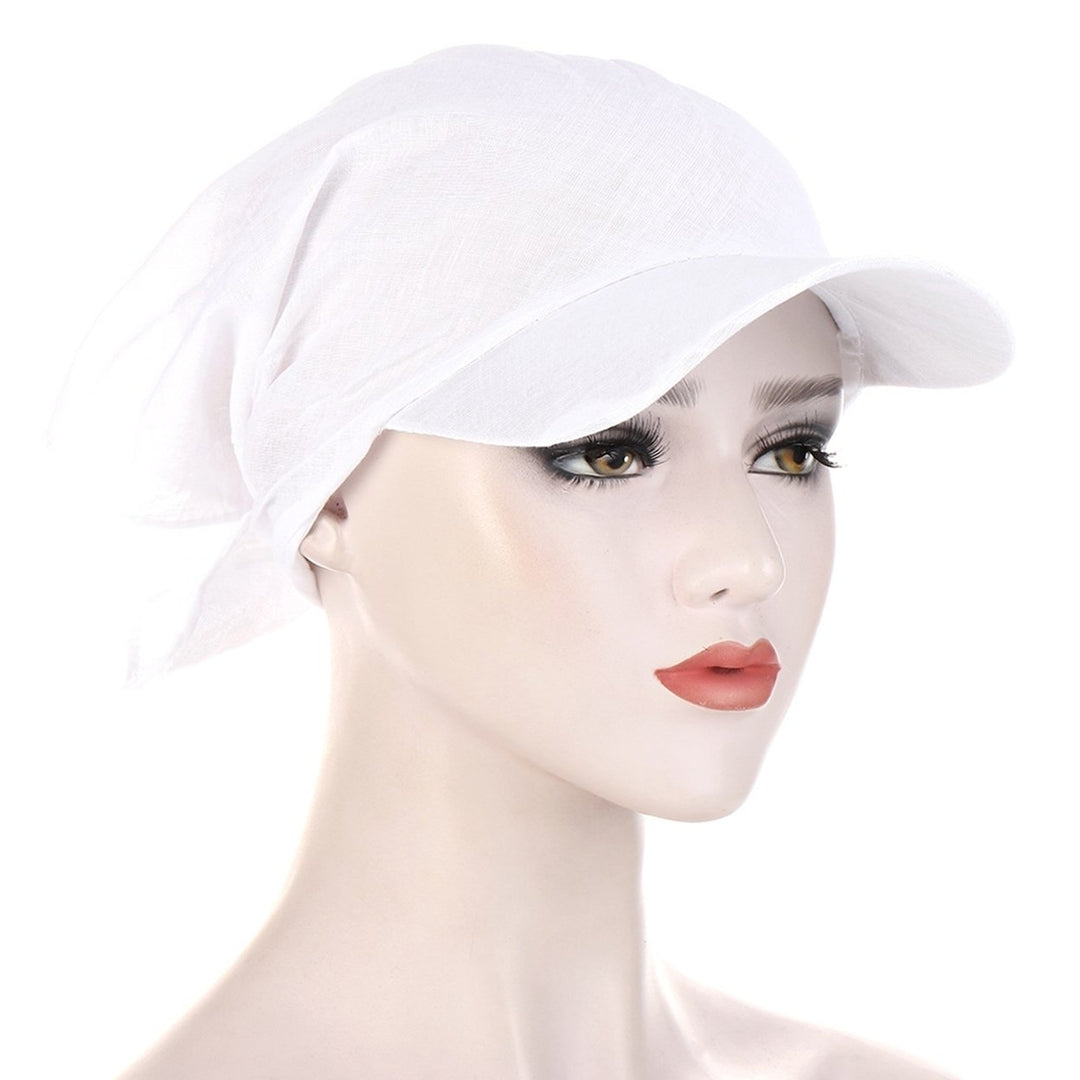 Turban Hat Solid Color Sunshade Wide Brim Breathable Scarf Cap Outdoor Supply Image 1