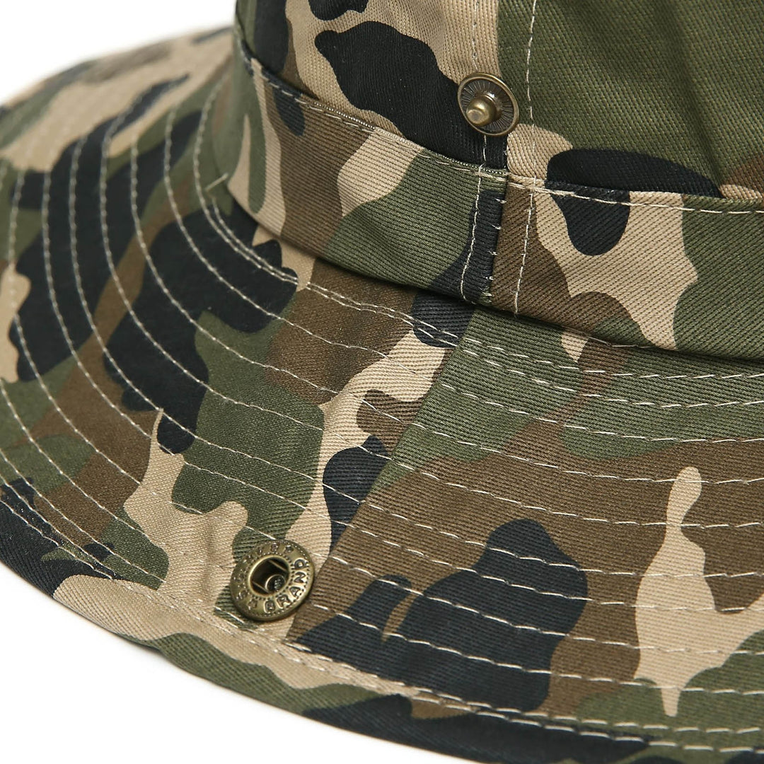 Men Sun Hat Camouflage Adjustable Accessory Sweat Absorbing Round Edge Bucket Cap for Hiking Image 7
