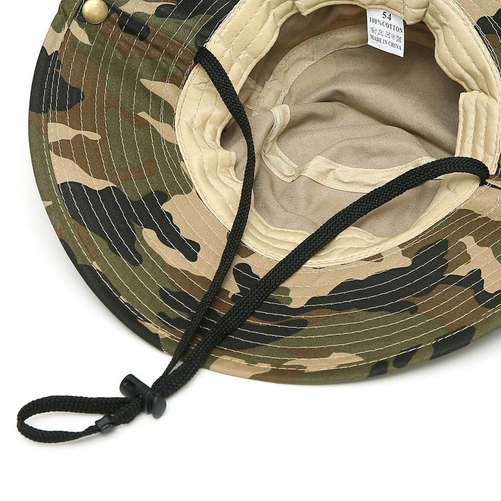 Men Sun Hat Camouflage Adjustable Accessory Sweat Absorbing Round Edge Bucket Cap for Hiking Image 8
