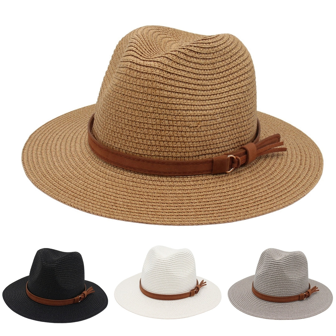 Panama Hat Straw Weaving UV Protection Men Women Foldable Anti Sun Cap for Beach Image 1