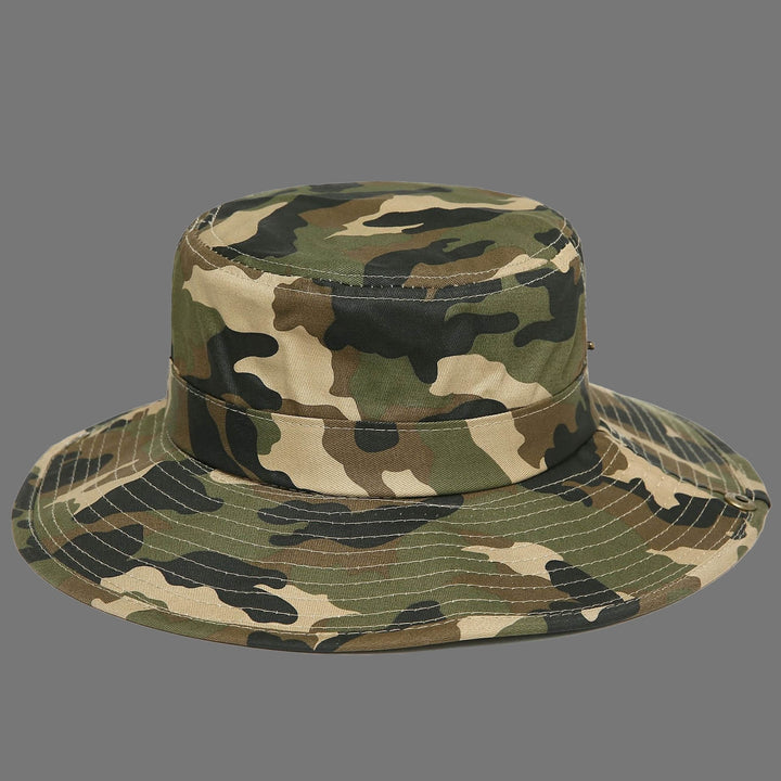 Men Sun Hat Camouflage Adjustable Accessory Sweat Absorbing Round Edge Bucket Cap for Hiking Image 9