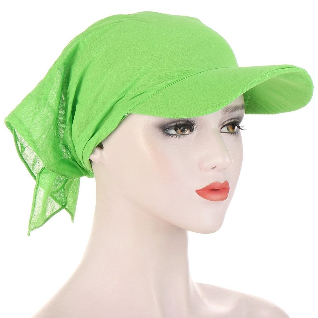 Turban Hat Solid Color Sunshade Wide Brim Breathable Scarf Cap Outdoor Supply Image 1