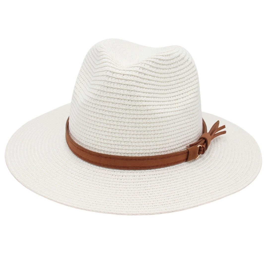Panama Hat Straw Weaving UV Protection Men Women Foldable Anti Sun Cap for Beach Image 3