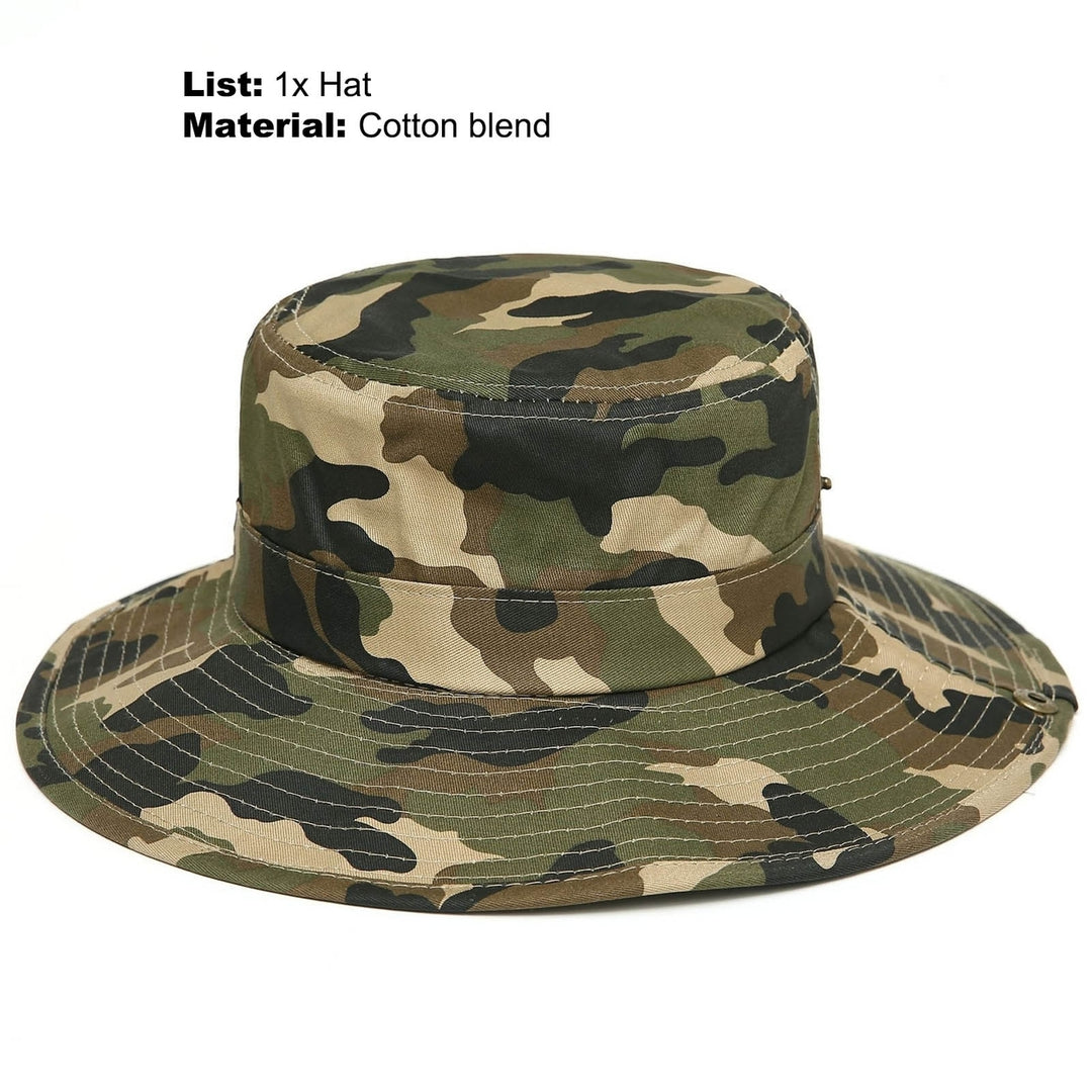 Men Sun Hat Camouflage Adjustable Accessory Sweat Absorbing Round Edge Bucket Cap for Hiking Image 11