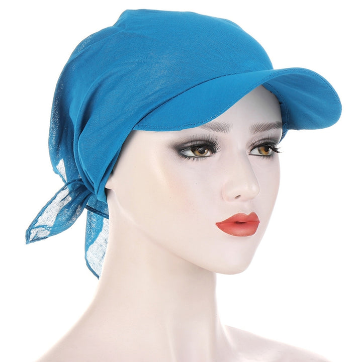 Turban Hat Solid Color Sunshade Wide Brim Breathable Scarf Cap Outdoor Supply Image 9