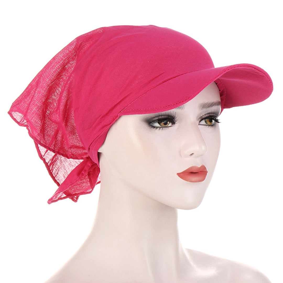 Turban Hat Solid Color Sunshade Wide Brim Breathable Scarf Cap Outdoor Supply Image 10