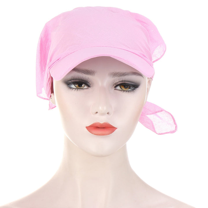 Turban Hat Solid Color Sunshade Wide Brim Breathable Scarf Cap Outdoor Supply Image 11