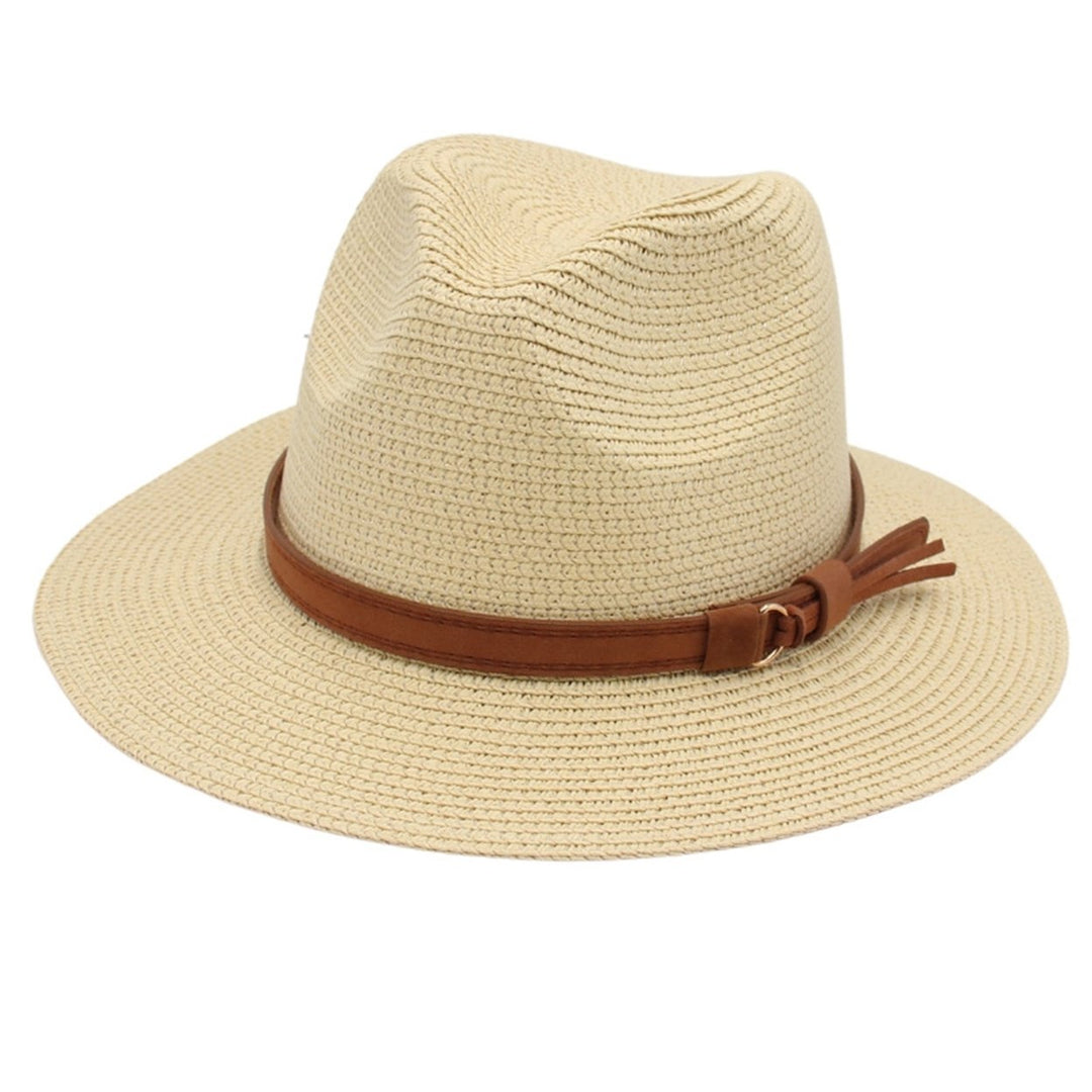 Panama Hat Straw Weaving UV Protection Men Women Foldable Anti Sun Cap for Beach Image 1