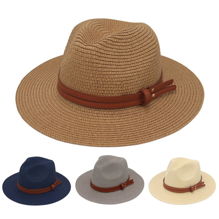 Panama Hat Straw Weaving Folding Men Women Anti Sun Waterproof Travel Cap for Beach Image 1