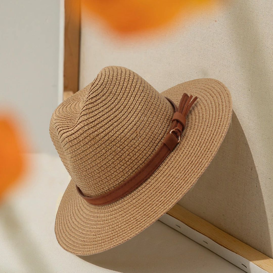 Panama Hat Straw Weaving UV Protection Men Women Foldable Anti Sun Cap for Beach Image 10