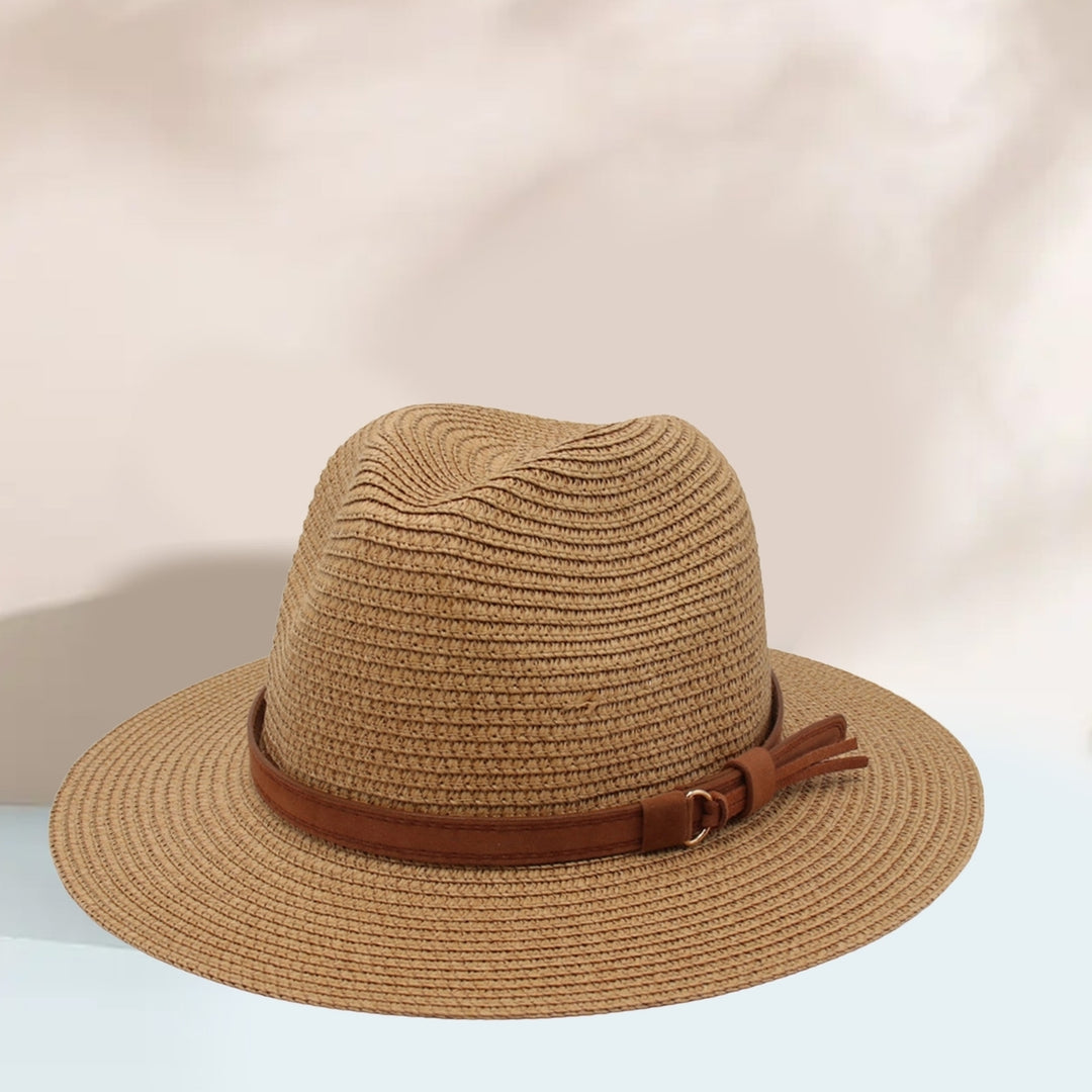 Panama Hat Straw Weaving UV Protection Men Women Foldable Anti Sun Cap for Beach Image 11