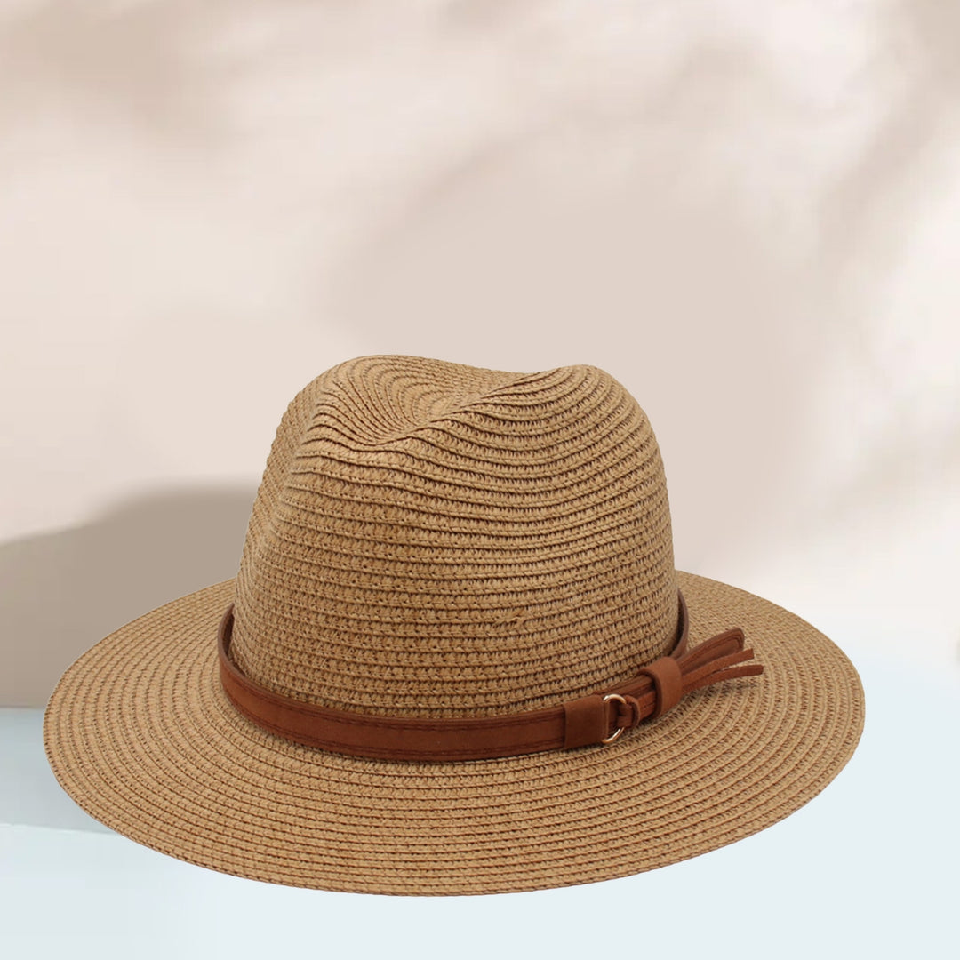 Panama Hat Straw Weaving UV Protection Men Women Foldable Anti Sun Cap for Beach Image 11