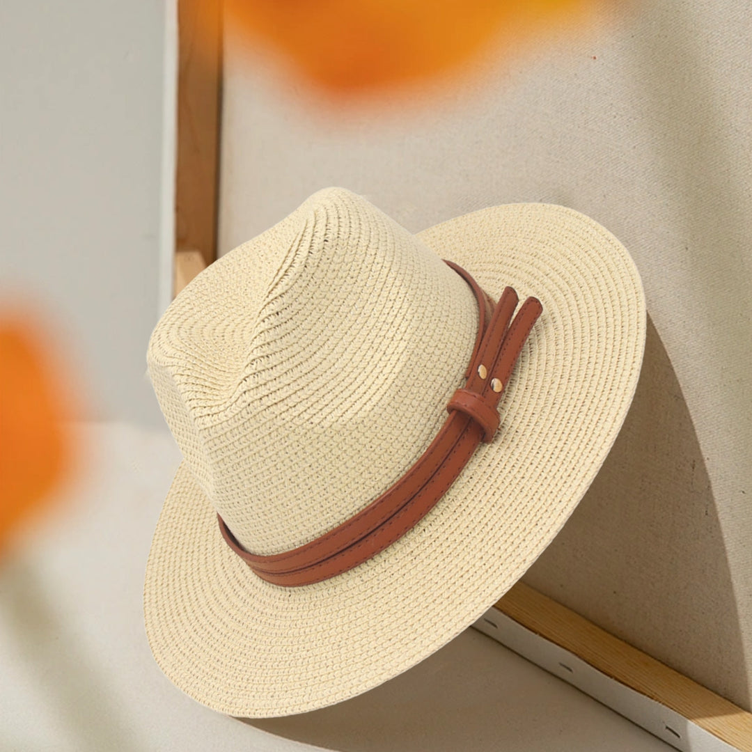 Panama Hat Straw Weaving Folding Men Women Anti Sun Waterproof Travel Cap for Beach Image 8