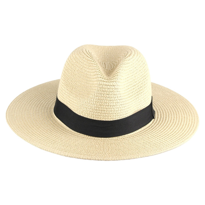 Beach Sun Hat Straw Braid UV Protection Men Women Waterproof Anti Sun Boater Hat for Beach Image 4