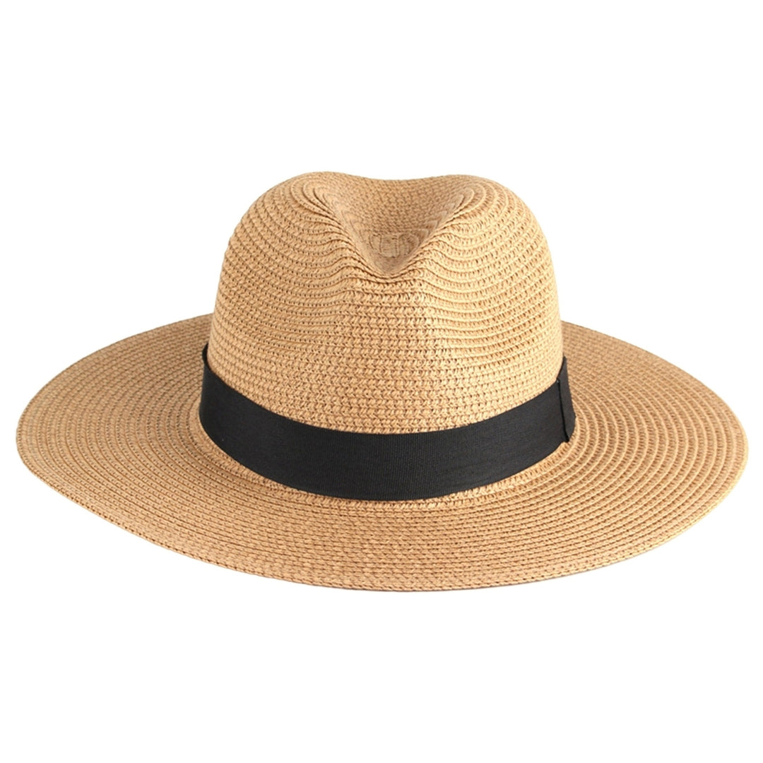 Beach Sun Hat Straw Braid UV Protection Men Women Waterproof Anti Sun Boater Hat for Beach Image 4