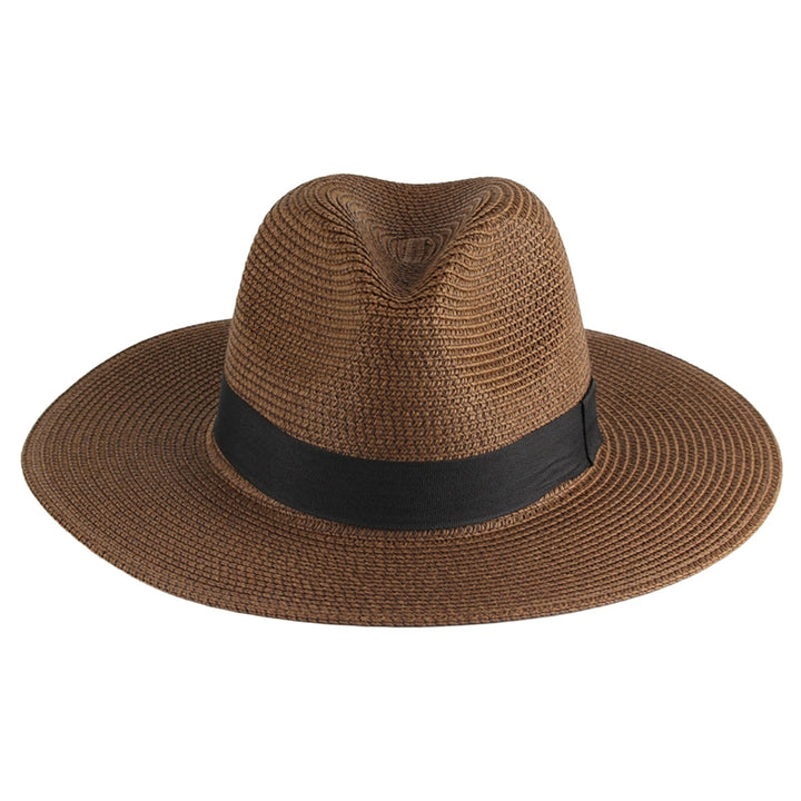 Beach Sun Hat Straw Braid UV Protection Men Women Waterproof Anti Sun Boater Hat for Beach Image 6