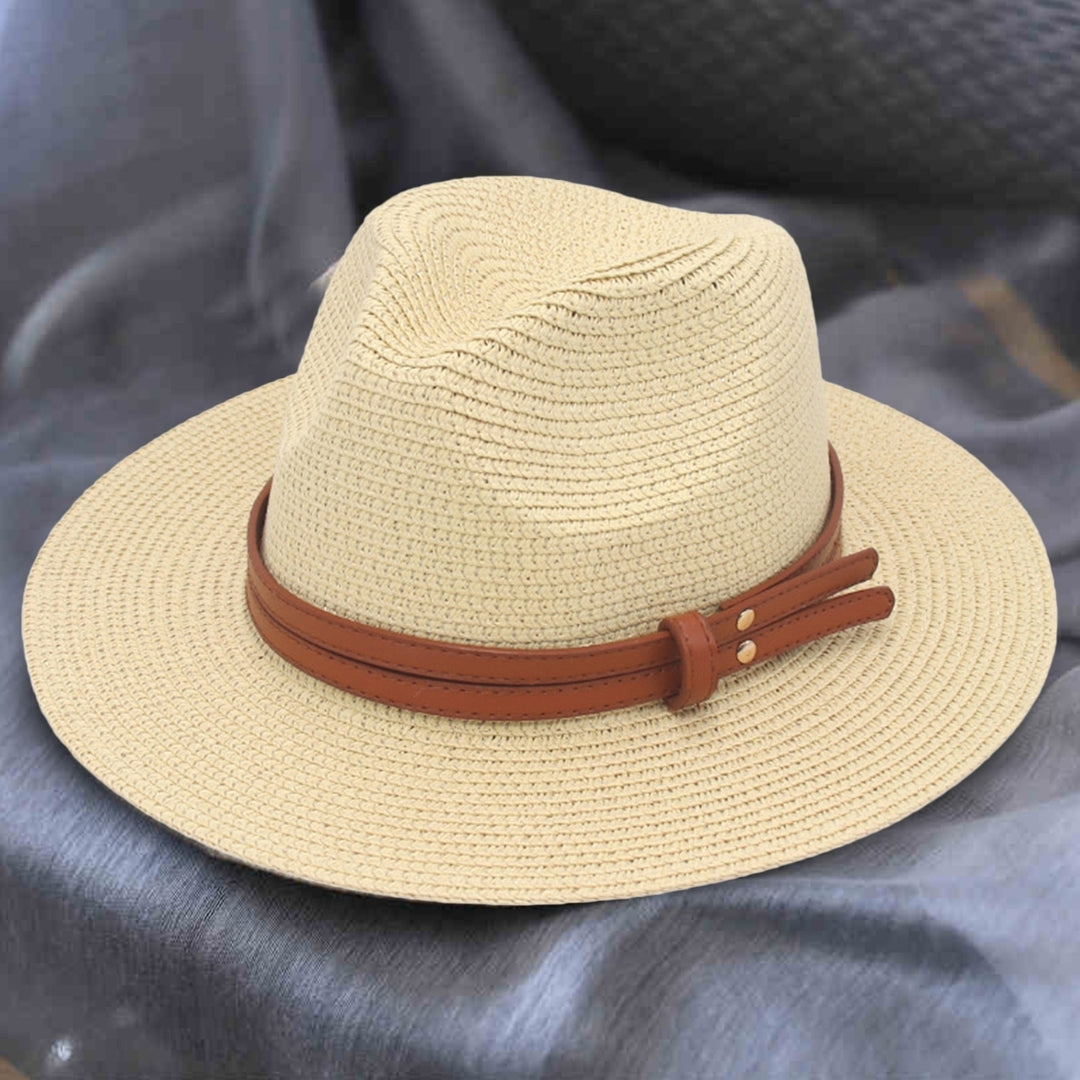 Panama Hat Straw Weaving Folding Men Women Anti Sun Waterproof Travel Cap for Beach Image 12