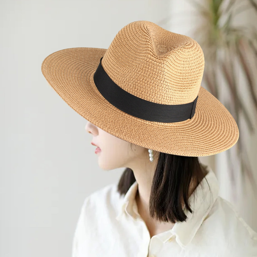 Beach Sun Hat Straw Braid UV Protection Men Women Waterproof Anti Sun Boater Hat for Beach Image 9