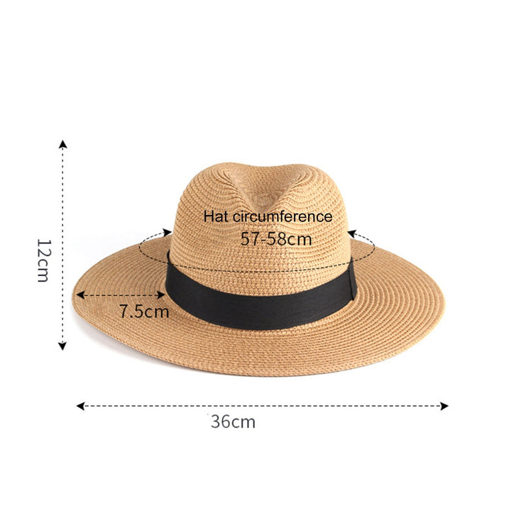 Beach Sun Hat Straw Braid UV Protection Men Women Waterproof Anti Sun Boater Hat for Beach Image 11