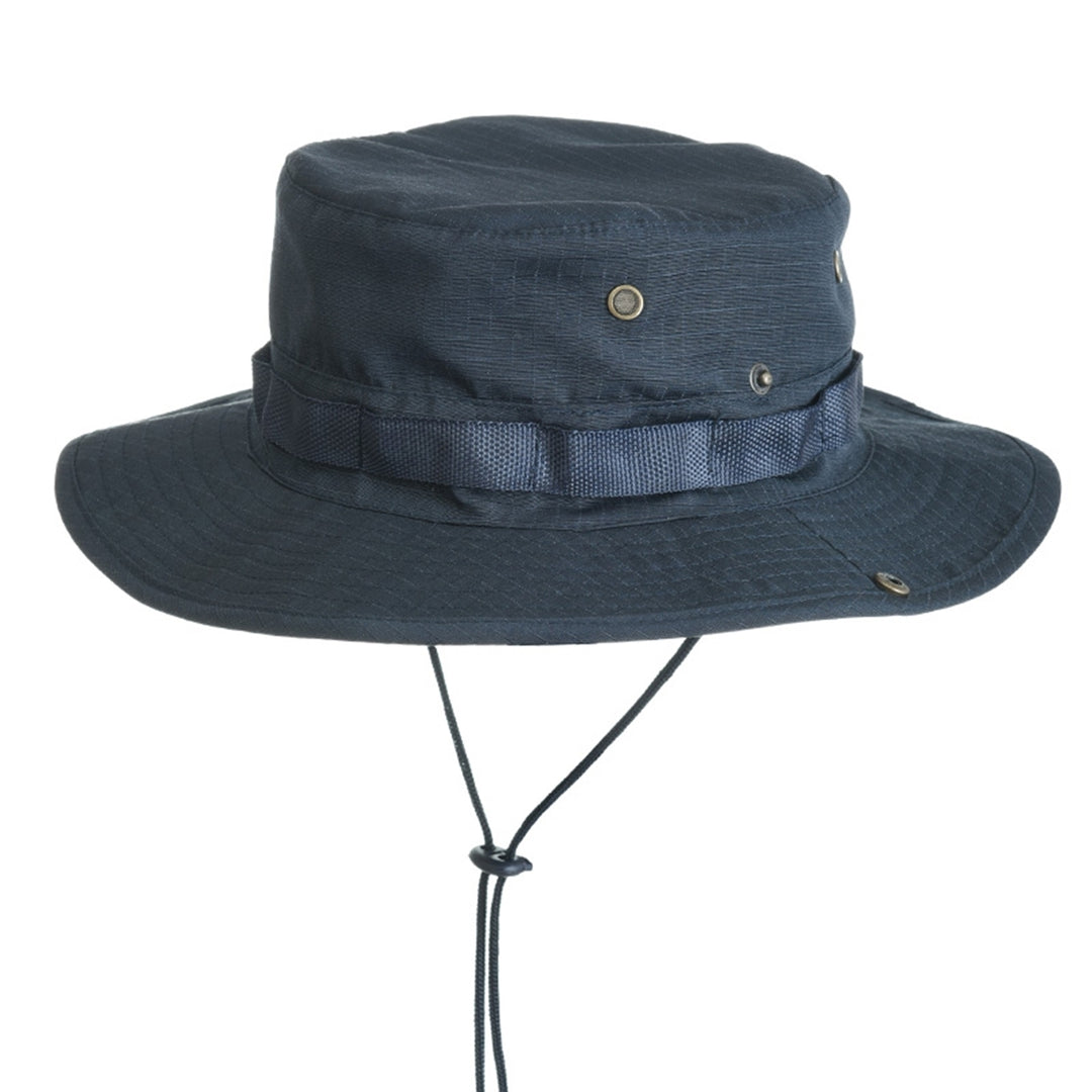 Benny Hat Unisex Flat-top Fasten String Camouflage Print Fisherman Hat Jungle Headwear Image 4