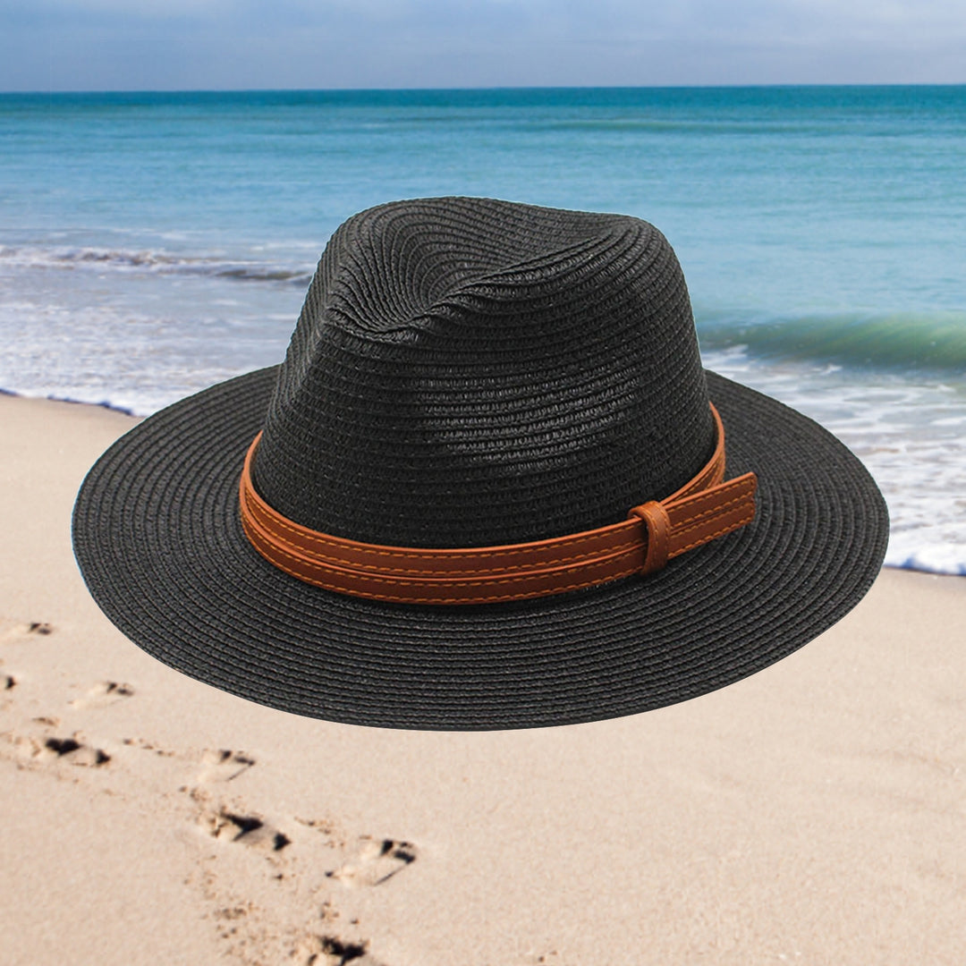 Panama Hat UV Protection Unisex Deep Wide Brim Sunshade Sun Cap Beachwear Image 6