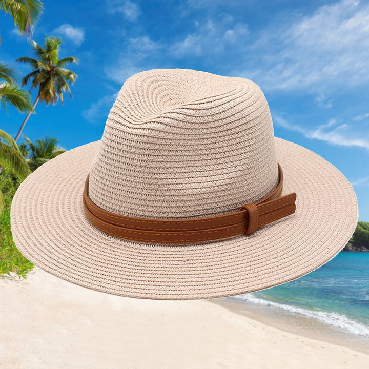 Panama Hat UV Protection Unisex Deep Wide Brim Sunshade Sun Cap Beachwear Image 7